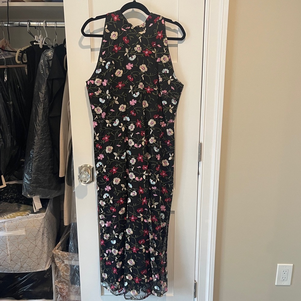 Sam Edelman Black & Floral Embroidered Dress